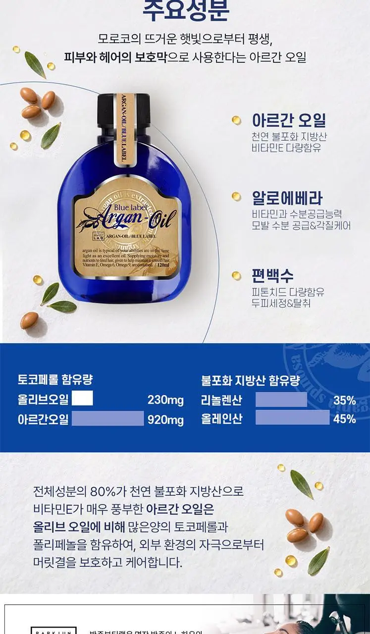 [영양공급]박준뷰티랩 아르간 데미지케어 헤어오일 에센스 120ml 상세페이지 7